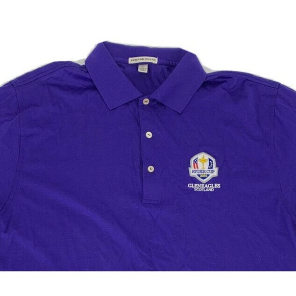 Men's Peter Millar Short Sleeve Polo Shirt Purple L Gleneagles‎ 2014 Ryder Cup - Picture 4 of 10